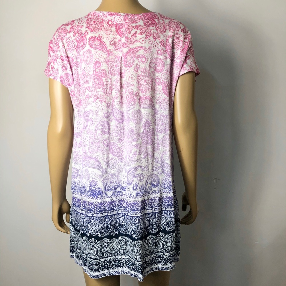 J. Jill love linen paisley print s/s  v-neck shirt - Picture 3 of 6